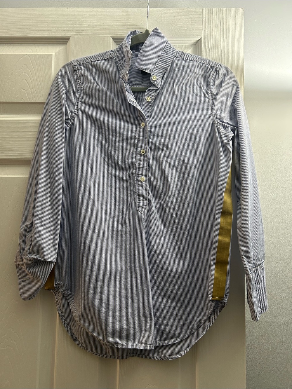 J. Crew Light Blue Pinstripe Button-Front Popover Shirt